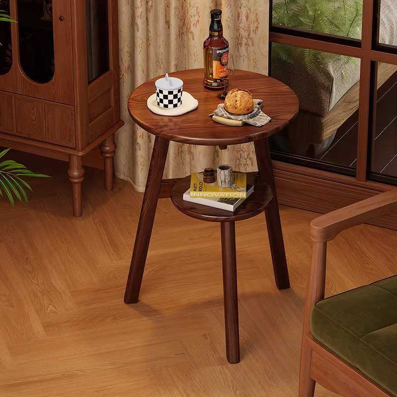 实木双层小圆桌小户型客厅沙发边几阳台复古小茶桌角几卧室床头桌,农机/农具/农膜,其它农用工具,淘宝优惠券,粉丝福利购,淘宝优惠卷