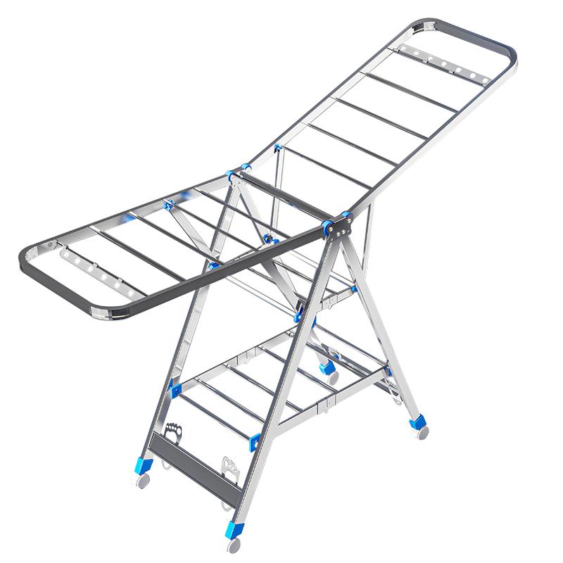 不锈钢折叠晾衣架落地室内阳台凉衣架家用多功能晾衣杆晒被子郑之