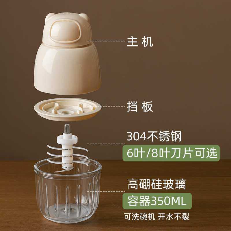 ?宝宝辅食机插电家用小型料理机切蒜器搅拌机绞肉泥打蒜泥打蛋机