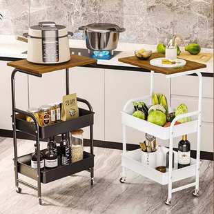 带桌板小推车置物架可移动收纳架家用零食收纳置物小推车厂家