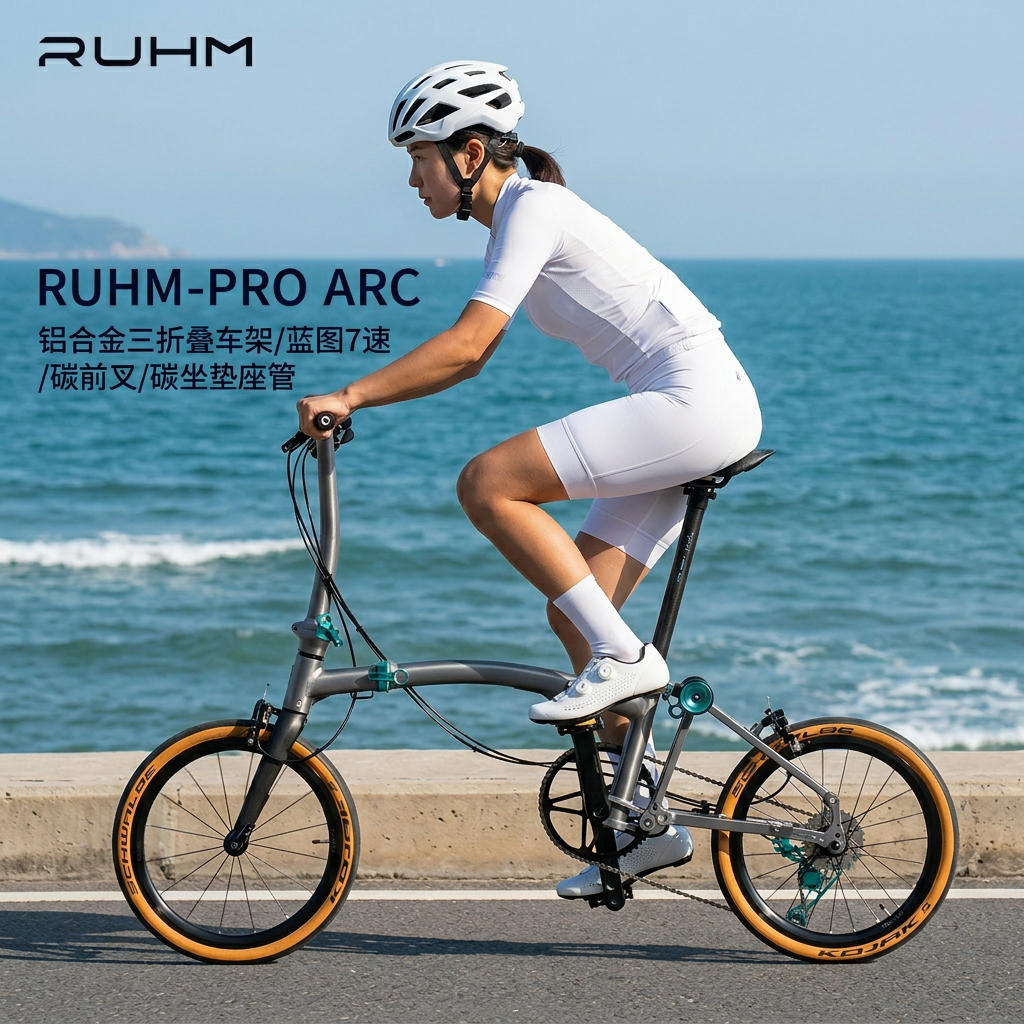 Ruhm卢姆ProARC三折叠16寸自行车7速轻量便携铝合金车架户外单车