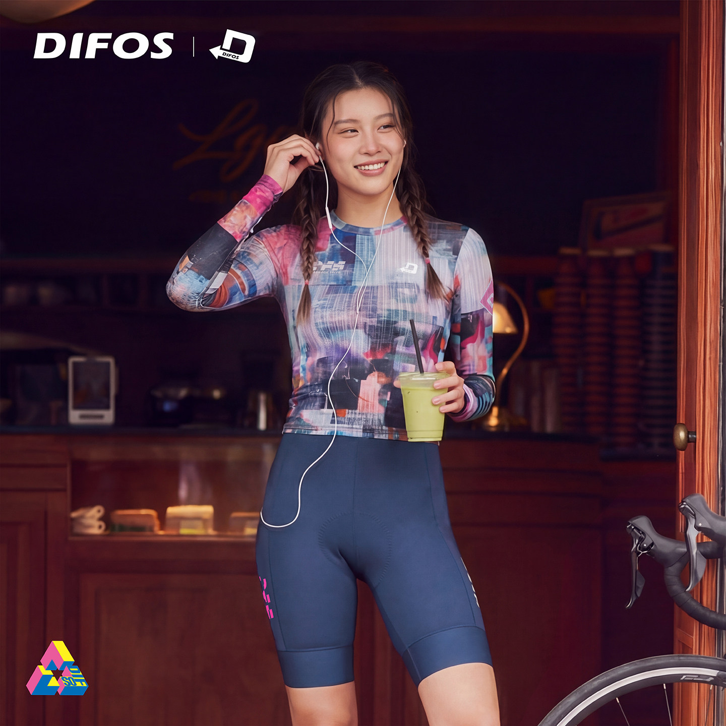 DIFOS女式春夏运动休闲长袖T恤防晒透气骑行上衣短款自行车服妮娅