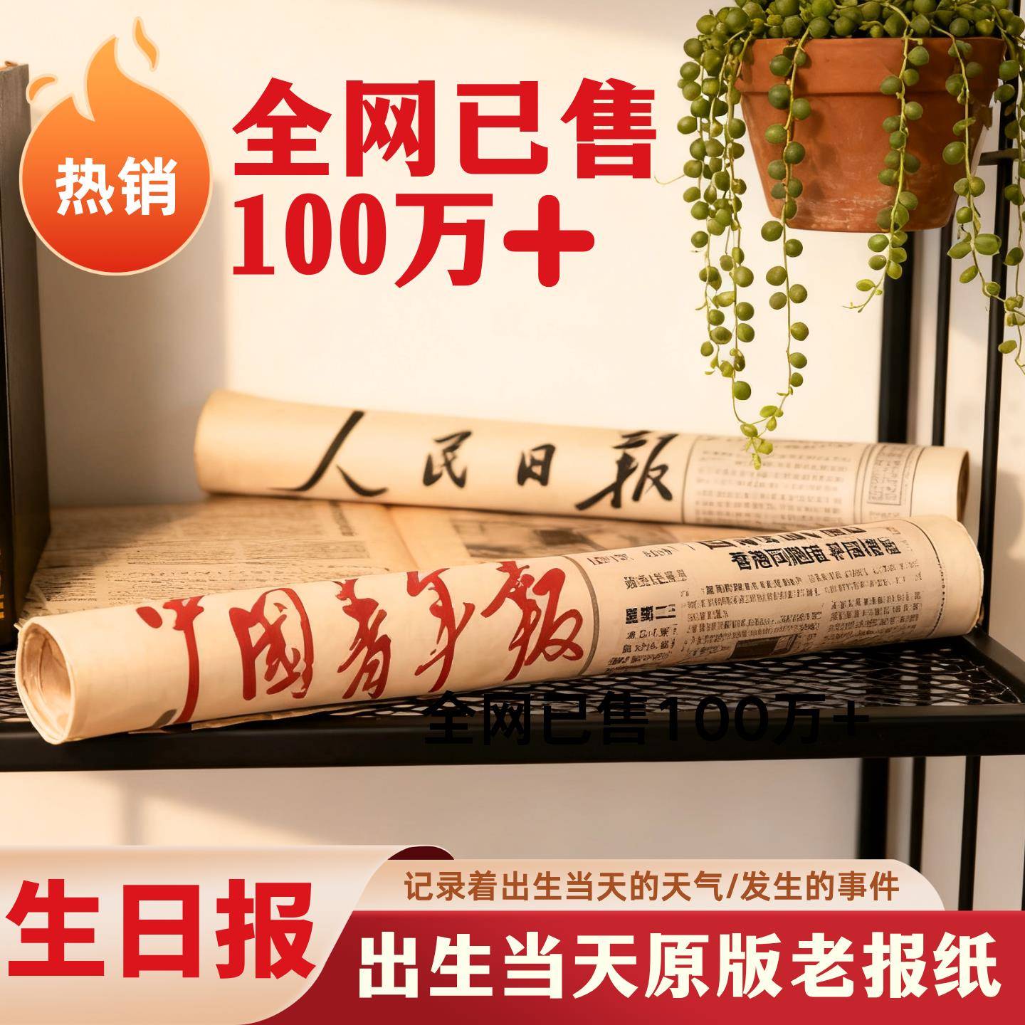 生日报纸老旧年份出生当天原版老报纸定制纪念生日礼物送男生女友