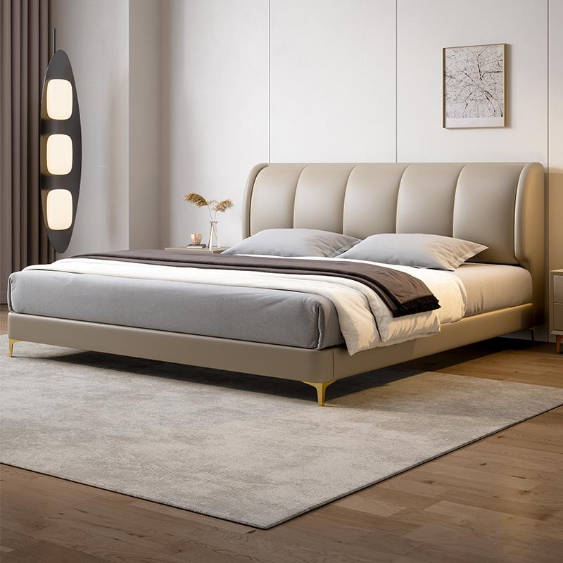 现代简约真皮床2025新款主卧大床高端大气软包实木床1.8米双人床