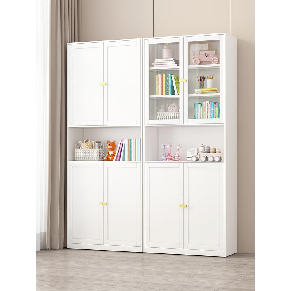 铁艺玻璃门书柜窄柜家用展示柜儿童落地书架储物柜客厅收纳置物柜