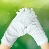 小学生本白色手套背三根拉筋舞蹈表演体操运动会升旗涤纶儿童手套