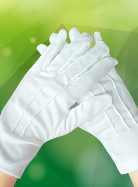 小学生本白色手套背三根拉筋舞蹈表演体操运动会升旗涤纶儿童手套