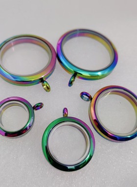 欧美七彩圆形嘎乌盒 螺纹不锈钢小唐卡空盒朱砂项链相盒吊坠  厂