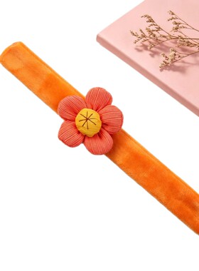 韩版 彩色雏菊手环五瓣花毛绒啪啪圈女生时尚洗脸发圈毛绒发带