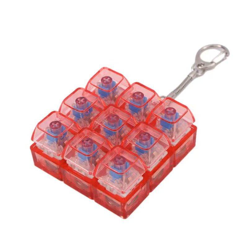 同色9键减压按键机械键盘试轴器青轴发光手指捏捏玩具钥匙挂