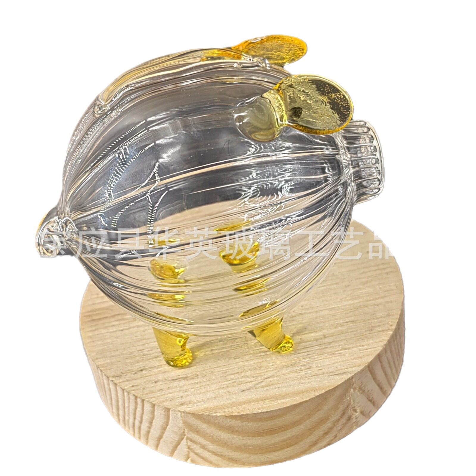 高硼硅玻璃小猪存钱罐 透明玻璃动物储蓄罐 送金猪摆件工艺品