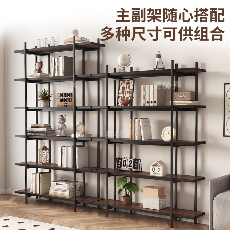 铁艺书架一体靠墙落地置物架客厅收纳架办公室隔断图书馆网红书柜