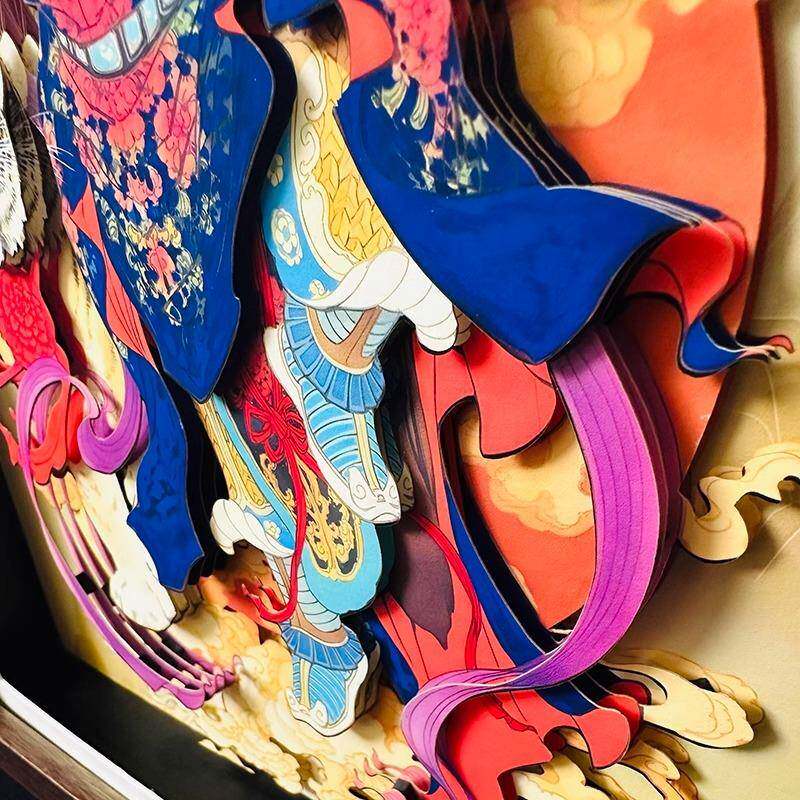 新手中式创意桌展示框武财赵神公明工剪纸历史人物创面意CLZ装饰