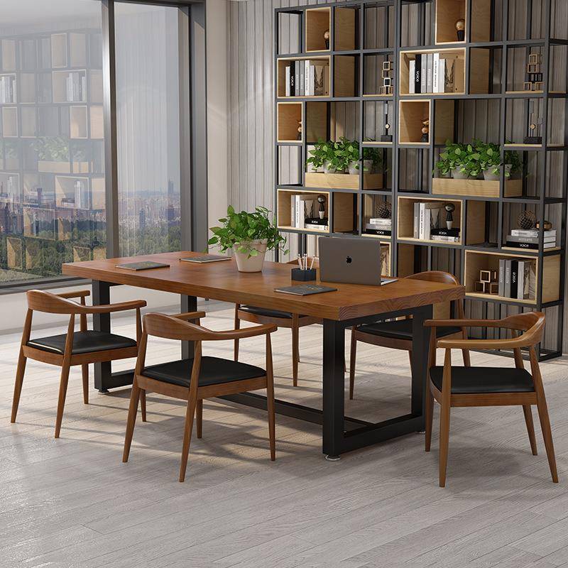 美式实木办公桌椅工作室SJ07291多书职员办公台式电脑桌阅览人室