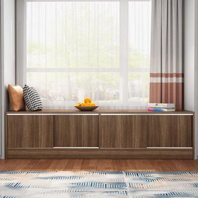 实木阳台储物柜坐防晒柜飘F967SM8S窗地柜矮柜推拉门柜柜子可收纳