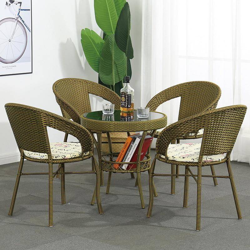 件GxP阳台小桌椅茶几椅三套组家用合户藤外TWL编织滕椅单人休闲简