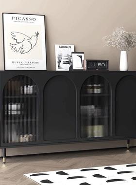 现代风简储约餐边柜物置物柜柜客UDX厅茶水酒柜玄关宅寂黑色柜子