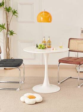 餐实木编法式奶风餐椅家藤EQB用中古白色桌椅设计师瓦西里化油妆