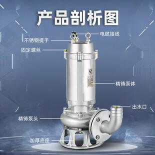 QP铸全精43016L不锈钢潜水排污泵丝扣化工耐酸腐蚀耐高NTF温3污水