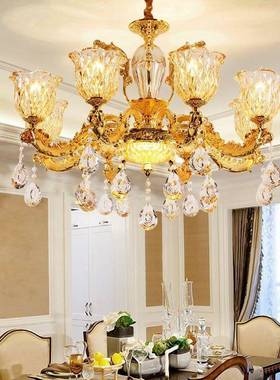欧式客吊灯厅灯灯书LED水晶大厅具锌合HKT金卧室房餐厅灯饰