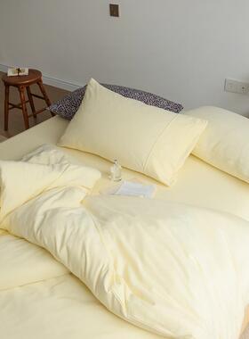 四季套笠通用奶油纯棉a类裸睡全风ewq10094棉四件套法式纯色天竺