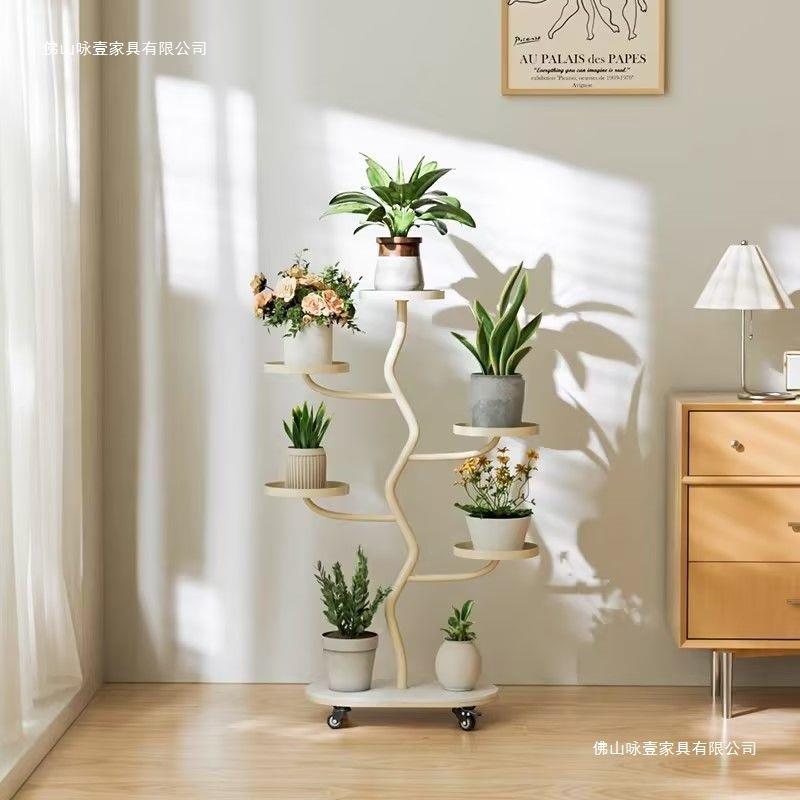 新款轻花架子层客厅室内落地式台置物架可10255443移动奢多花架阳