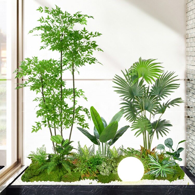 绿植造景组合橱窗装饰假植物景观造景庭院布置玄关室内氛围树