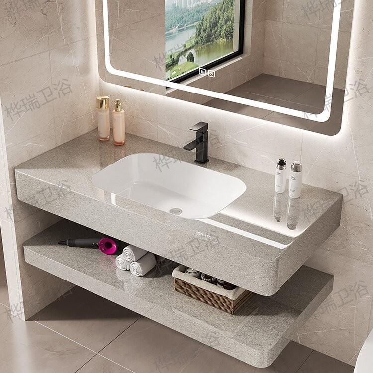 无岩板洗手台圆角缝新品通体光面时尚LQF卫简约生间实用洗漱洗亮