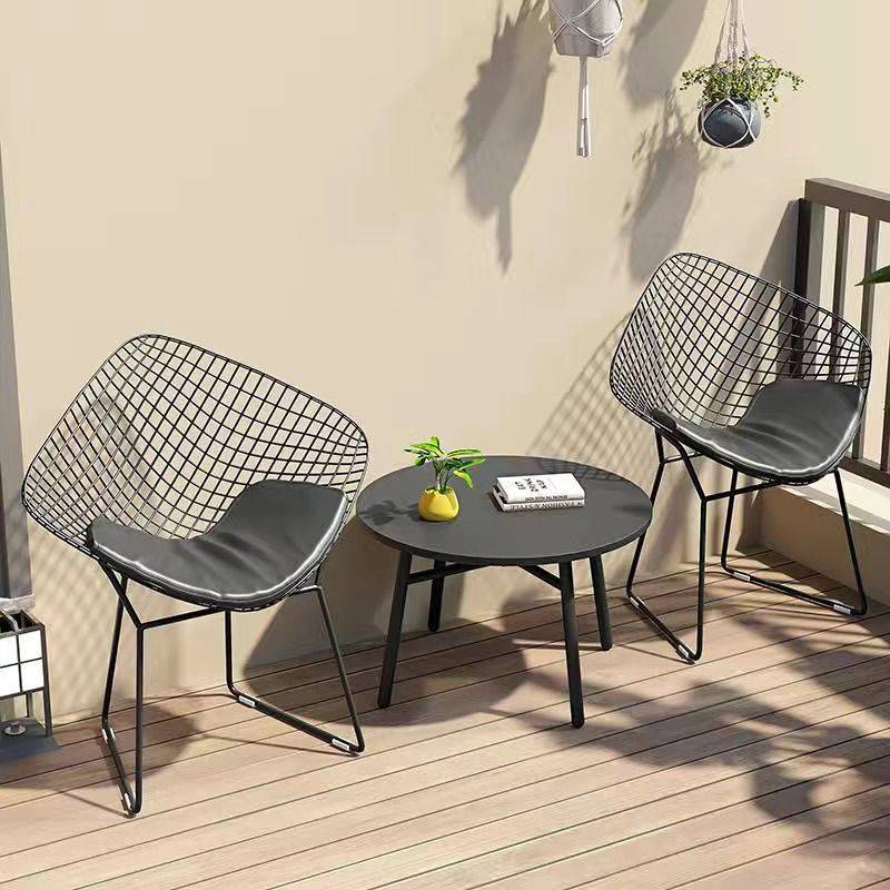 户外桌椅售楼部庭院阳台会客露天铁艺圆桌网格椅客厅网红休闲组合