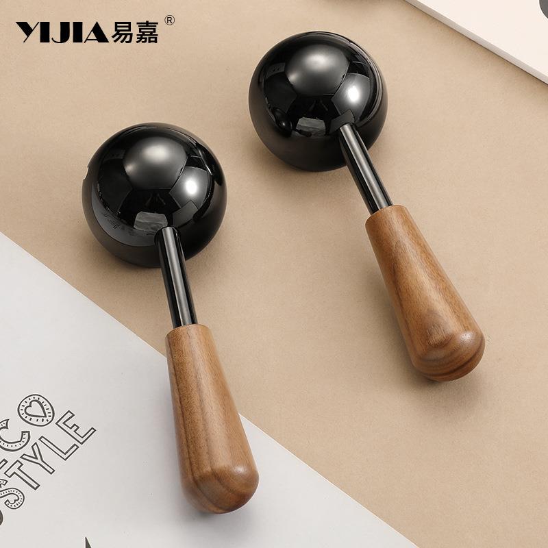 意门式极简卧室锁室把内磁吸静式音房间房门锁家用分体PTF胡桃木