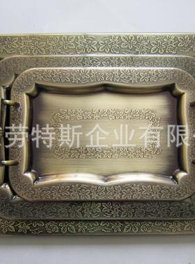 特斯出口压边红劳古铜色托盘欧式复古不锈钢方盘serEPGvping花lat