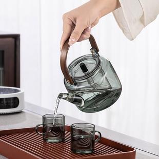 58N玻璃蒸煮茶壶煮茶器家用可加热耐高温泡茶壶电陶炉提梁玻璃烧