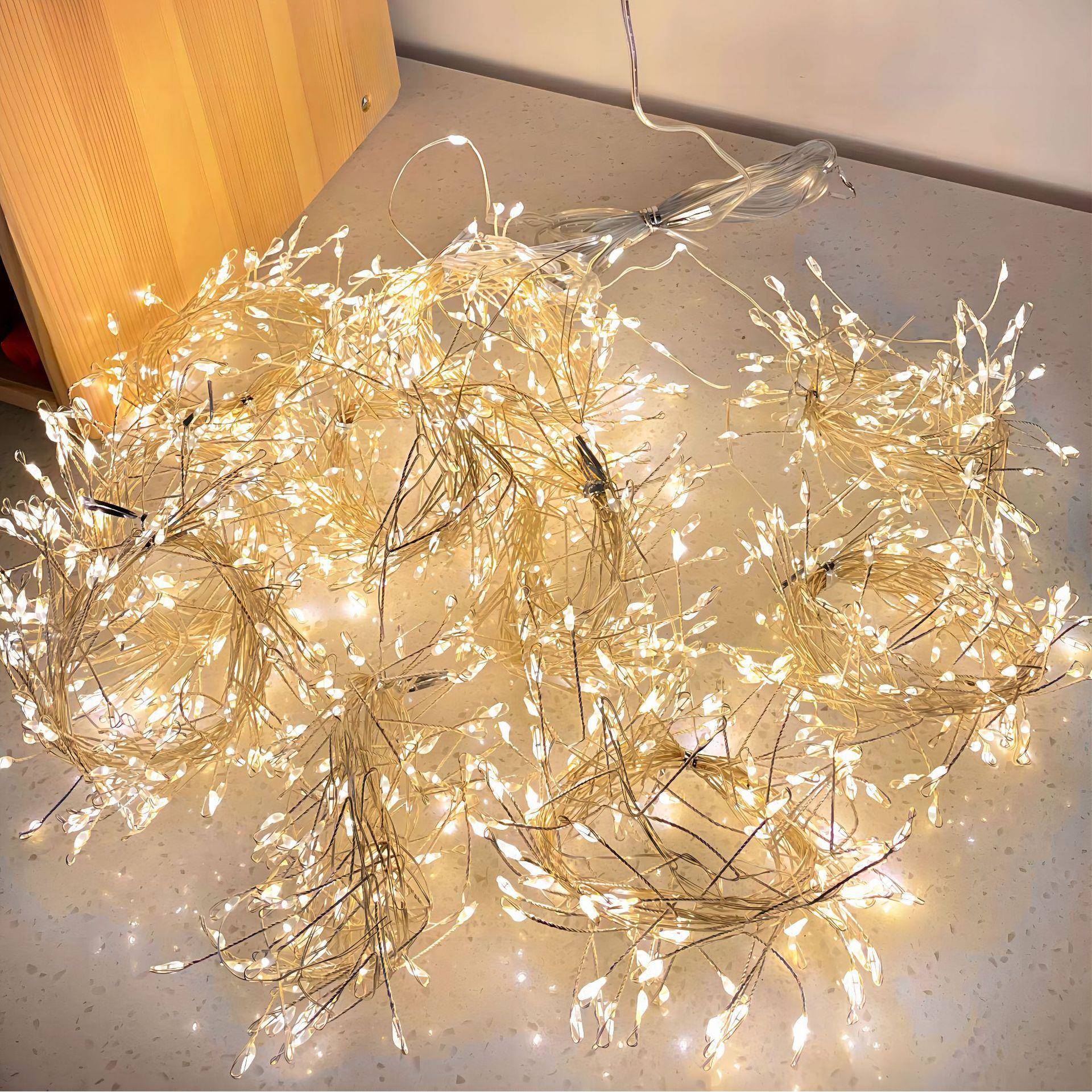 鞭炮灯窗帘串铜线灯CDP串圣诞节灯日led装饰氛灯铜线彩灯蜈围蚣串