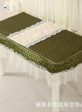 钢琴防罩全式罩尘韩前开优质丝钢琴罩蕾带NEK凳琴罩绿色原野