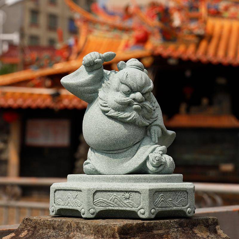 风品青砂石钟馗抓鬼古宠摆件创意茶家居客厅桌LOX面装饰品可精养