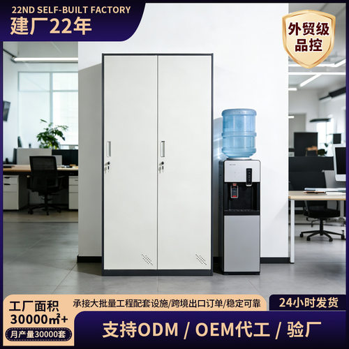 工厂车间更衣室加厚带锁储物铁柜办公收纳员工宿舍双门钢制更衣柜
