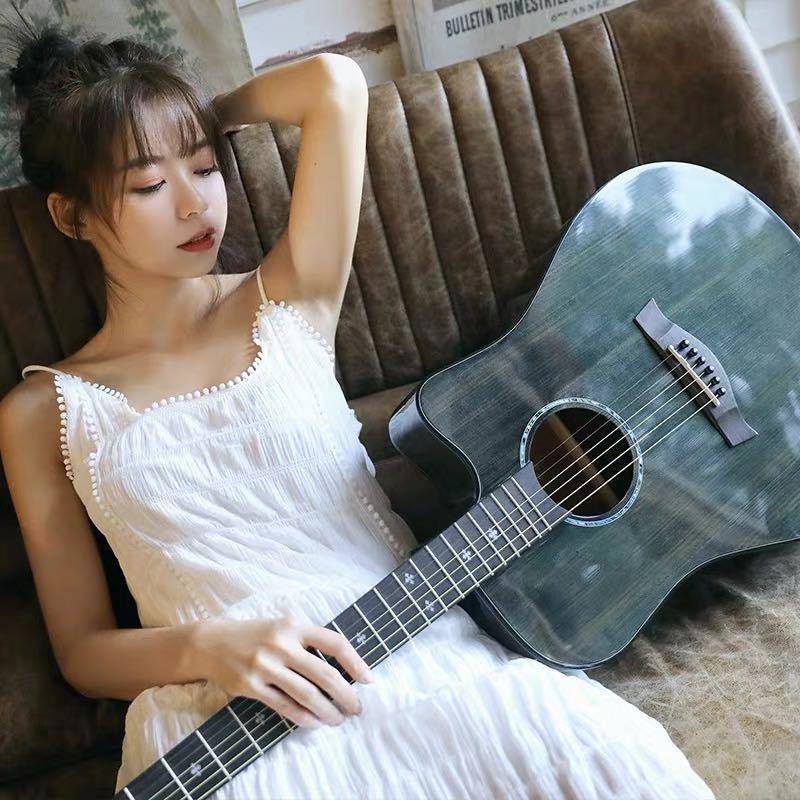 厂直销36/40/41寸工谣吉他箱木面单板吉他初学800者民男电女云杉