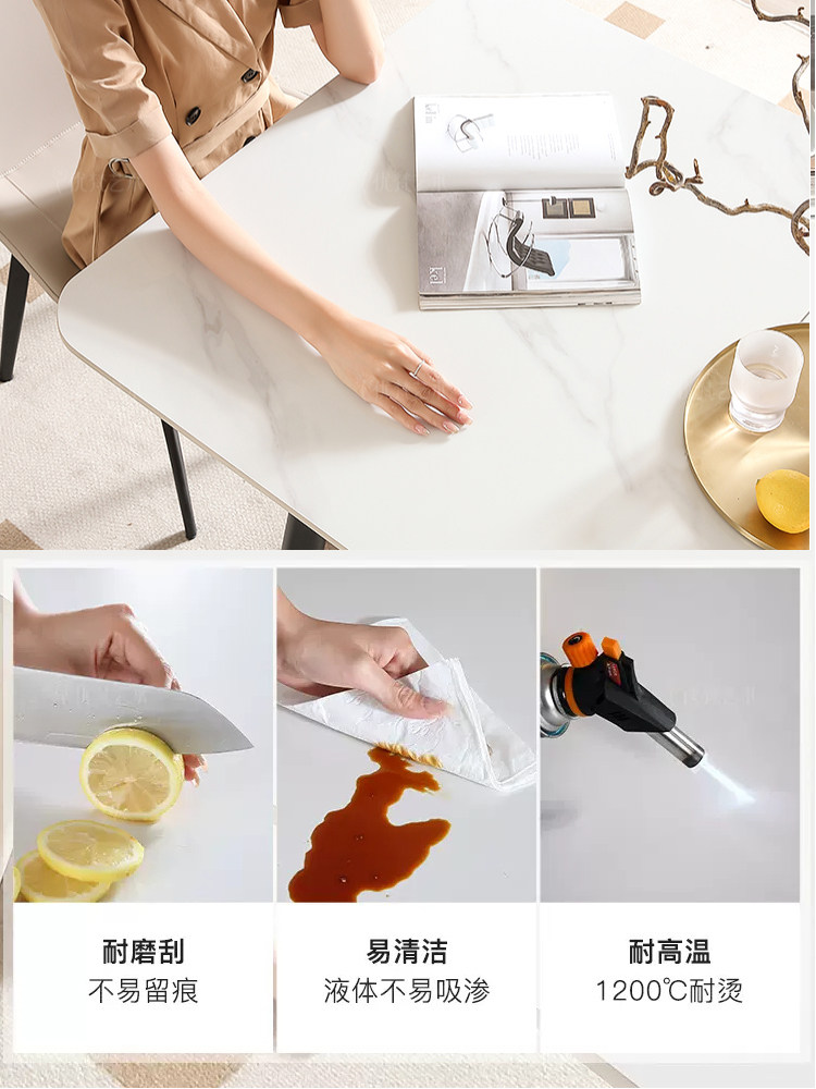 岩板餐桌小户型家用现代简约轻奢饭桌子客厅长方形餐厅餐桌椅组合