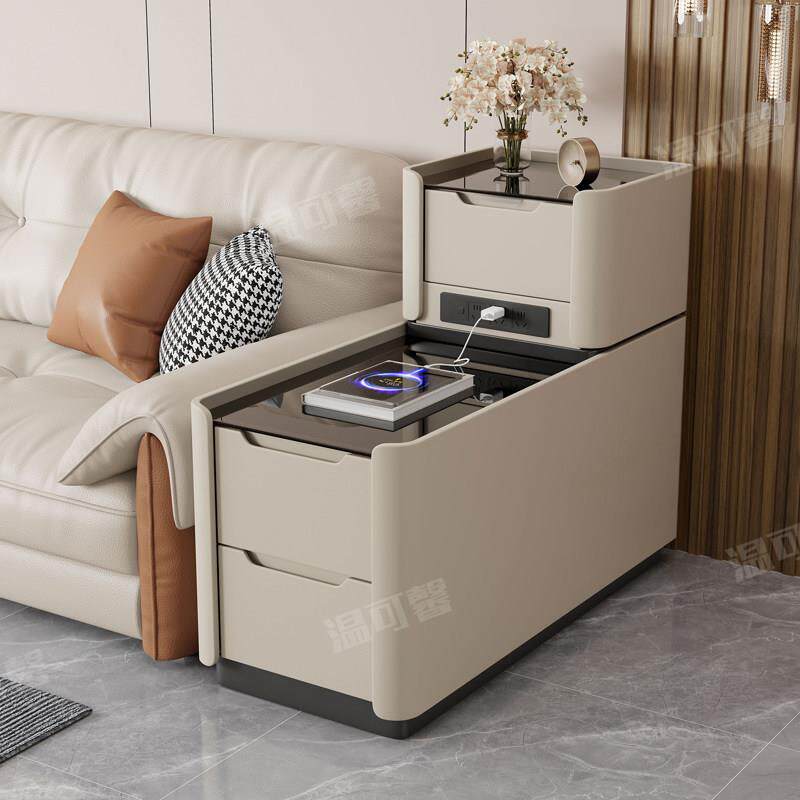 沙发边柜侧边柜轻奢岩板边几客厅家用角几简约现代茶水收纳柜超窄