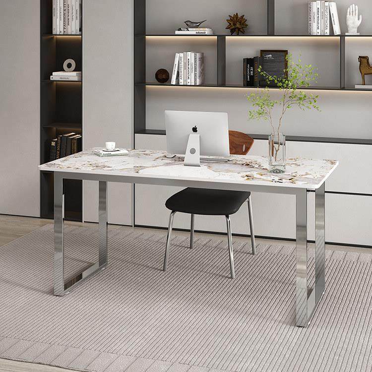 不锈钢岩板书桌意式极简简约轻奢高级感家用办公桌设计师款电脑桌,住宅家具,书桌,淘宝优惠券,粉丝福利购,淘宝优惠卷