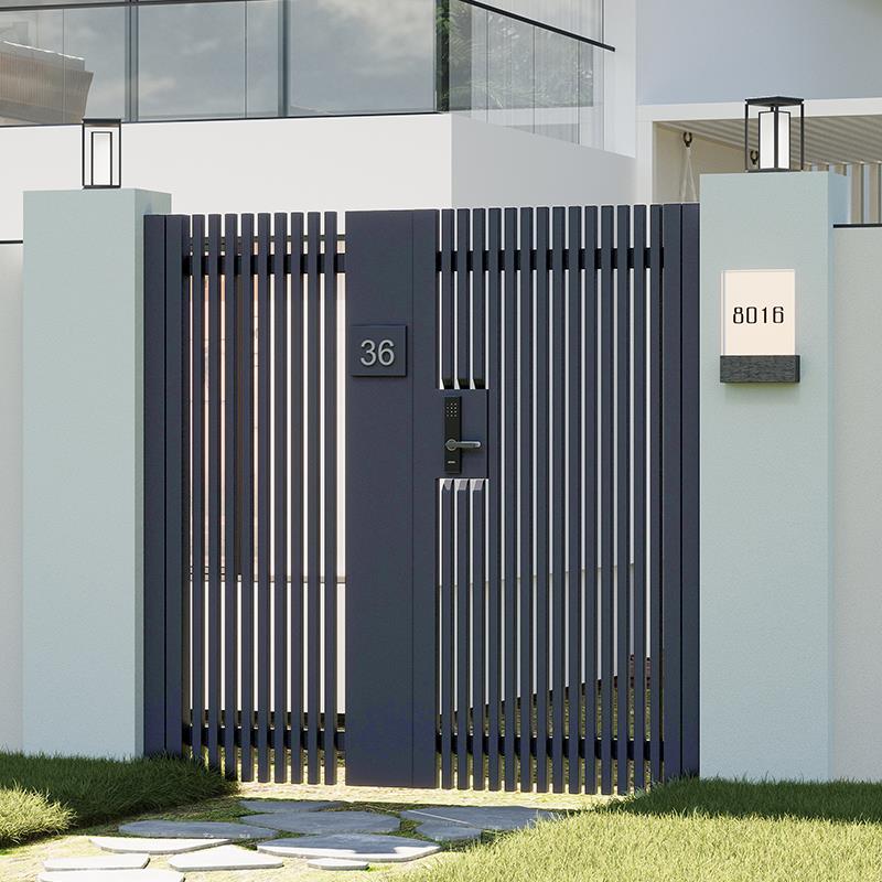 铝艺庭院门户外花园门铁艺别墅大门乡村小院栅栏门不锈钢单双开门