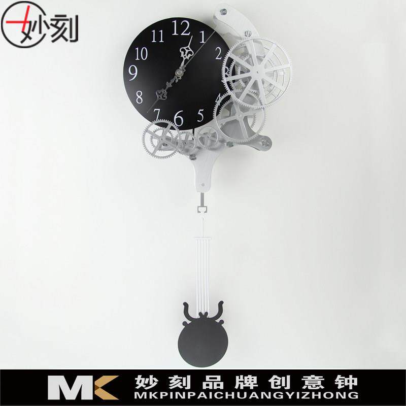 创意简约齿轮挂钟卧室客厅机械感时钟欧式复古现代极简时钟摆台钟