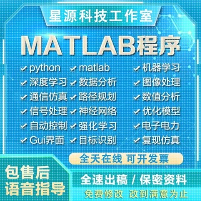 Matlab代编程序python深度机器学习神经网络图像处理通信仿真算法