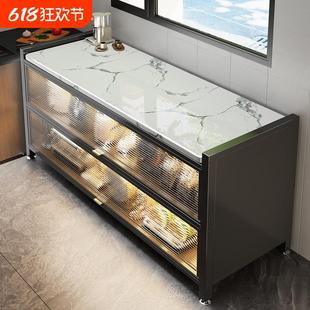 厨房置物架落地多层岩板收纳柜多功能微波炉切菜家用储物柜子桌面