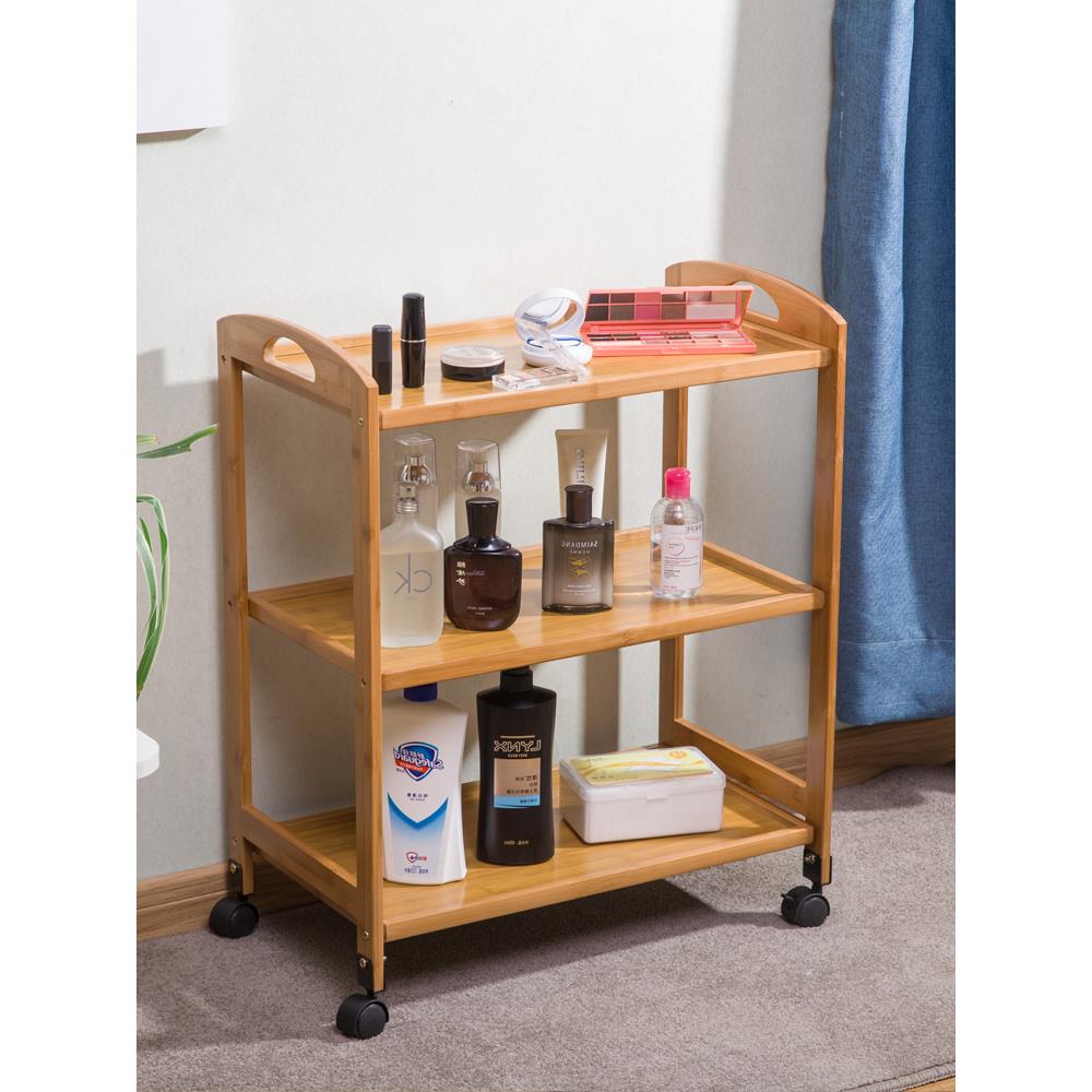 高档美容美发手推车美容院专用小推车工具车可移动餐车带刹车实木