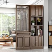 客厅实木间厅柜现代新中式 屏风隔断玄关柜入户门遮挡两面开 门双