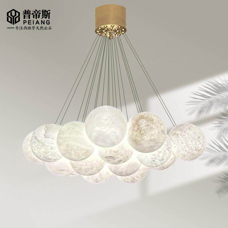 普帝斯法式客厅吊灯设计师款圆球高档大气酒店别墅月球卧室餐厅灯