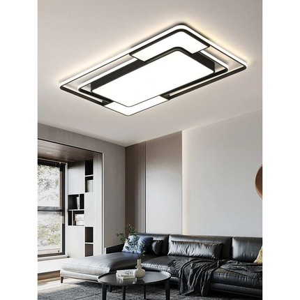 简约现代正白客厅长方形铁艺发光无极调光led圆形水晶灯