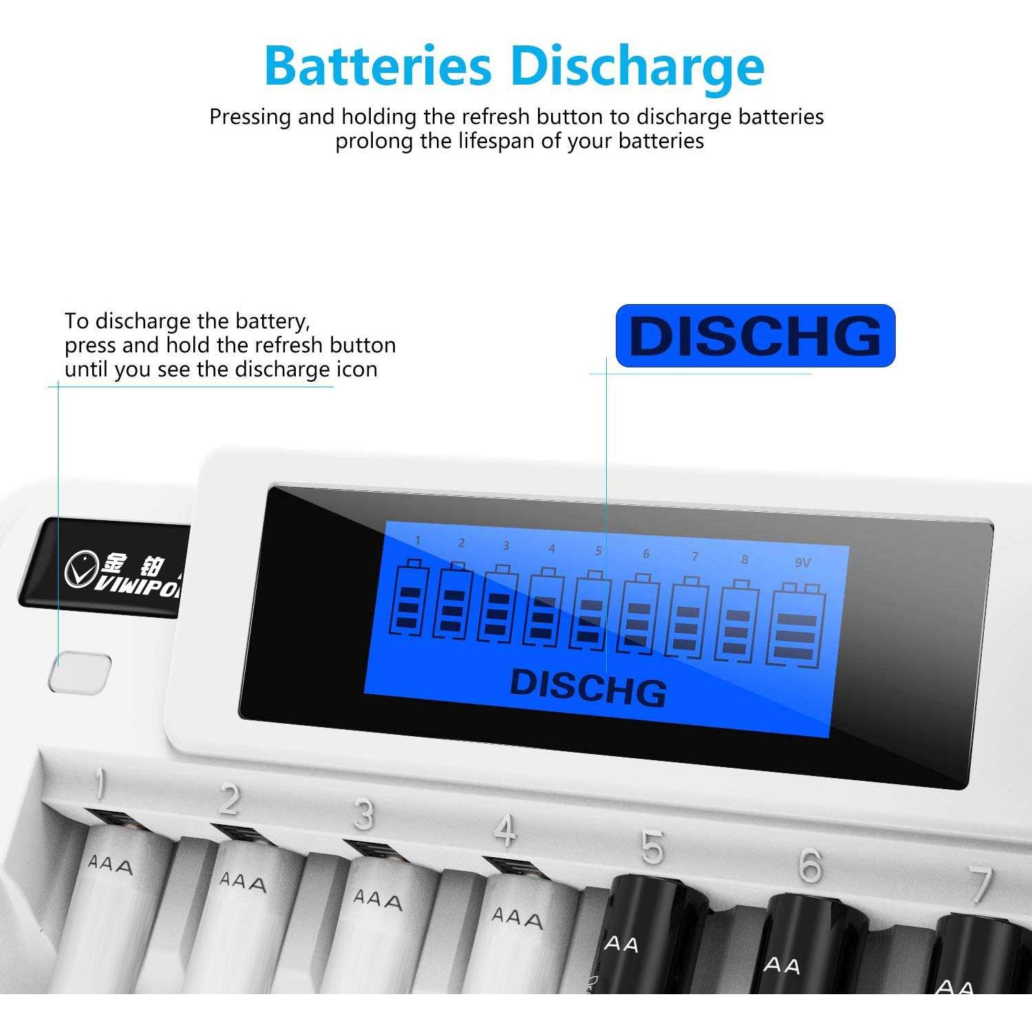 金铂力8槽AA5号/7号AAA电池充电器镍氢 9V锂电池充电器