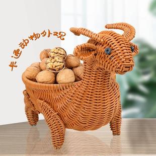 手工创意仿藤编织水果零食动物收纳筐动物收纳篮藤编